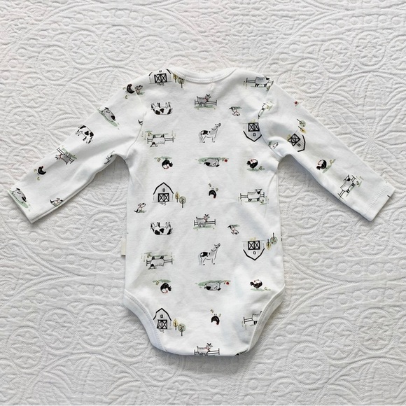 Rabbit + Bear Organic Cotton Longsleeve Bodysuit, On the Farm - Picture 2 of 3